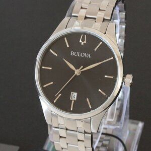 Bulova Ladies Classic Quartz Watch Black Dial Stainless Case Bracelet 36mm